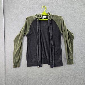 Monster Energy Women Hoodie M Black Olive Green Full Zip Y2K